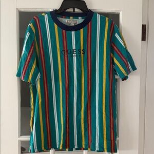 Vintage GUESS Vibrant Striped Short Sleeve Tee